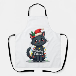 Fröhliche Katmas Schwarze Katze Weihnachtslicht Xm Schürze