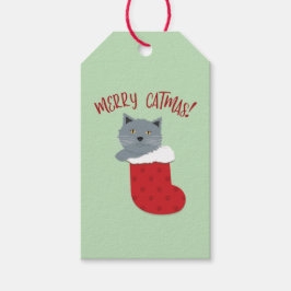 Fröhliche Katz Weihnachts Geschenkanhänger