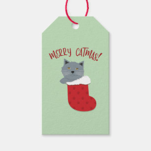 Fröhliche Katz Weihnachts Geschenkanhänger