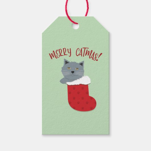 Fröhliche Katz Weihnachts Geschenkanhänger (Vorderseite)