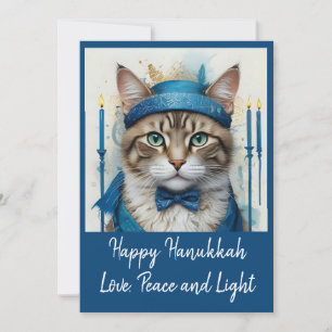 Fröhliche Katze im verkleideten Hanukkah-Spielpart Einladung
