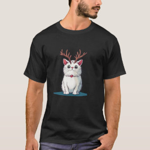 Fröhliche Katze mit Geweih für eine festliche Note T-Shirt
