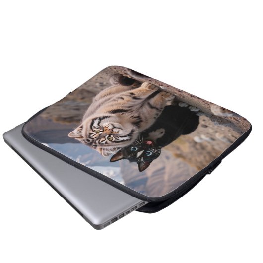 Fröhliche Katze vs. Grumpy Cat - Spaß Laptopschutzhülle (Vorne Knopf)