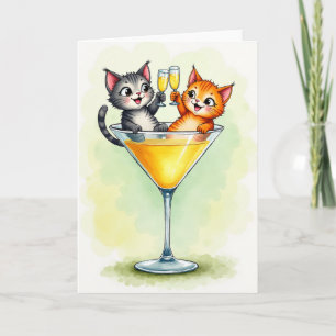 Fröhliche Katzen-Glaskarte Karte