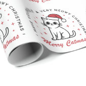 Fröhliche Katzen Weihnachts-Katze rot ästhetisch Geschenkpapier (Rolleneckpunkt)