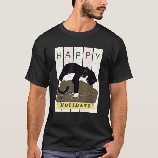 Fröhliche Katzenfeiertage T-Shirt (Vorderseite)