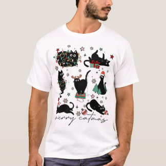 Fröhliche Katzenweihnachten Lustige Katzenmutter K T-Shirt