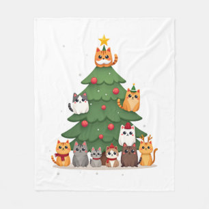 Fröhliche Katzenweihnachten Lustiger Weihnachtsbau Fleecedecke