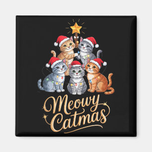 Fröhliche Katzenweihnachten Lustiger Weihnachtsbau Magnet
