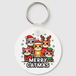 Fröhliche Katzenweihnachten Lustiges Weihnachten Schlüsselanhänger