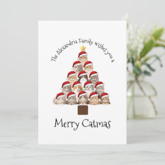 Fröhliche Katzenweihnachten Personalisierte Famili Feiertagskarte