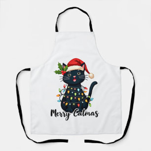 Fröhliche Katzenweihnachten Schwarze Katze Weihnac Schürze