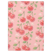 Fröhliche Kawaii Cherry Muster Illustration Klemmbrett (Rückseite)
