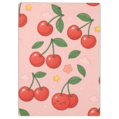 Fröhliche Kawaii Cherry Muster Illustration Klemmbrett (Rückseite)