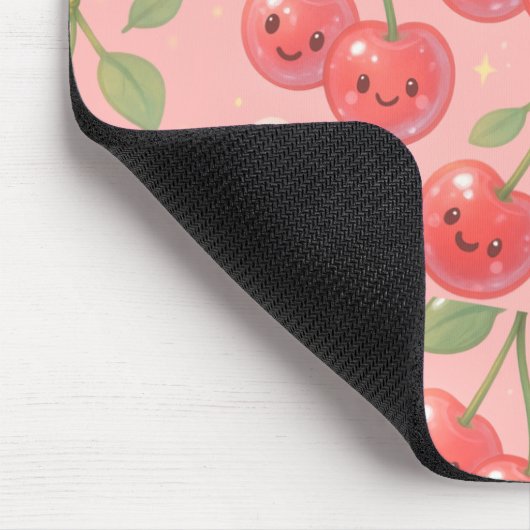 Fröhliche Kawaii Cherry Muster Illustration Mousepad (Ecke)