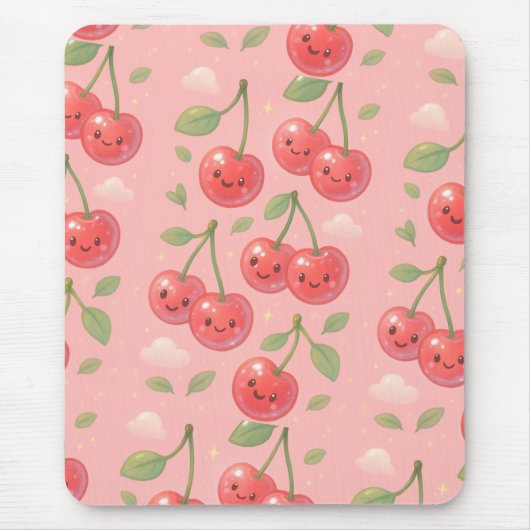 Fröhliche Kawaii Cherry Muster Illustration Mousepad (Vorne)