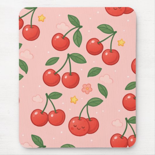 Fröhliche Kawaii Cherry Muster Illustration Mousepad (Vorne)