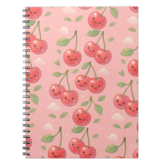 Fröhliche Kawaii Cherry Muster Illustration Notizblock