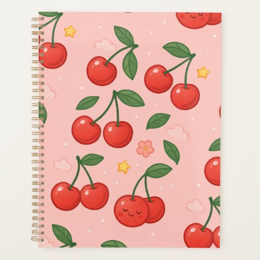 Fröhliche Kawaii Cherry Muster Illustration Planer (Vorderseite)