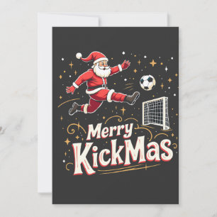 Fröhliche Kickmas lustiger Weihnachtsmann Fußballf Einladung