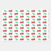 Fröhliche Kirschen Frucht Muster Rot Grün Geschenkpapier Set (Vorderseite)