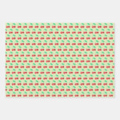 Fröhliche Kirschen Fruchtspass Rot Grün Rosa Geschenkpapier Set (Vorderseite)
