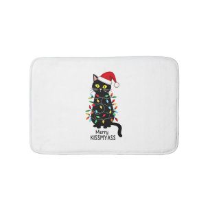 Fröhliche Kissmyass Lustige Katze Weihnachtslichte Badematte