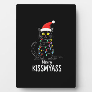 Fröhliche Kissmyass Lustige Katze Weihnachtslichte Fotoplatte