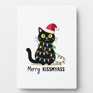 Fröhliche Kissmyass Lustige Katze Weihnachtslichte Fotoplatte