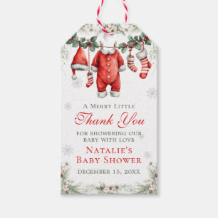 Fröhliche kleine Babyparty-Weihnachtsmann-Wäschele Geschenkanhänger