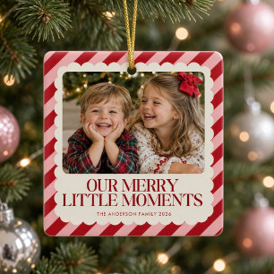 Fröhliche Kleine Momente Rotes Weihnachts-Foto-Orn Keramikornament