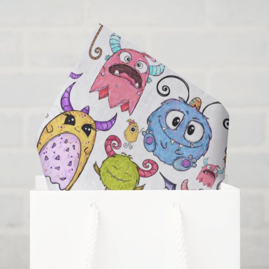 Fröhliche kleine Monster Seidenpapier (Geschenktüte)