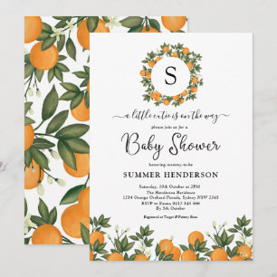 Fröhliche kleine Süsse Botanische Citrus Baby Dusc Einladung