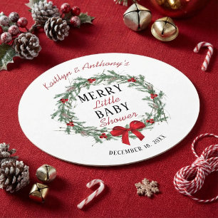 Fröhliche kleine Weihnachts-Baby-Party Runder Pappuntersetzer