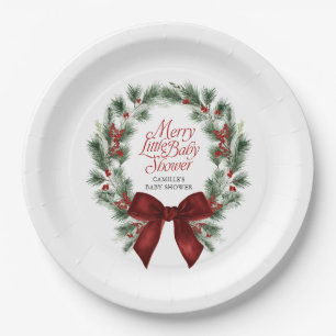 Fröhliche kleine Weihnachts-Baby-Shower-Papierplat Pappteller