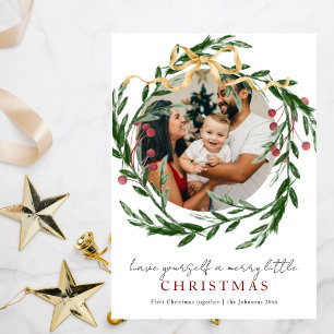 Fröhliche kleine Weihnachts-Foto-Botanik-Familie Feiertagskarte