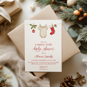 Fröhliche kleine Weihnachts-Winter-Baby-Party Einladung