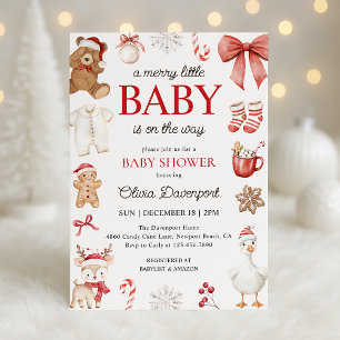 Fröhliche kleine Weihnachts-Winter-Baby-Party Einladung