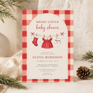 Fröhliche kleine Weihnachtswäscheleine Baby Shower Einladung