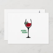 Fröhliche kleine Weihnachtswein-Glas-Postkarte Feiertagspostkarte (Vorne/Hinten)