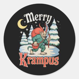 Fröhliche Krampus-Folklore-Weihnachten-Horror-Weih Runder Aufkleber