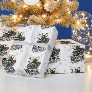 Fröhliche Krampus-Weihnachten Krampus-Schlittenfah Geschenkpapier