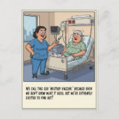 Fröhliche Krankenschwester injiziert ängstlichen P Postkarte (Vorderseite)