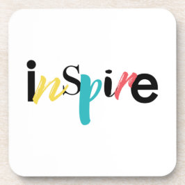 Fröhliche, kreative, moderne Typografie des Inspir Getränkeuntersetzer