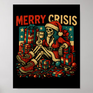 Fröhliche Krise Skelett Lustiges Weihnachten Poster