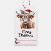 Fröhliche Kuh auf dem Weihnachtsschild Geschenkanhänger (Rückseite)