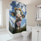 Fröhliche Kuh im Blut Duschvorhang (Beispiel)