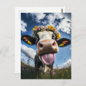 Fröhliche Kuh im Blut Postkarte (Vorne/Hinten)