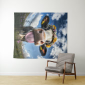 Fröhliche Kuh im Blut Wandteppich (Beispiel (Horizontal))