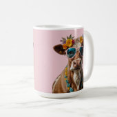 Fröhliche Kuh mit Sonnenbrille Kaffeetasse (VorderseiteRechts)